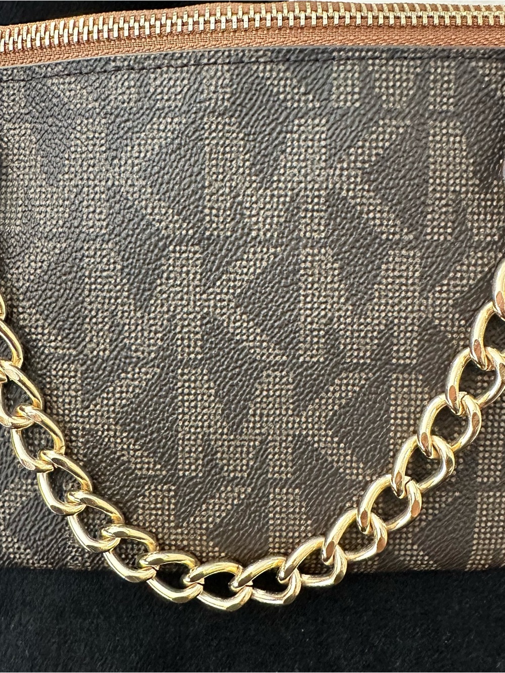 Michael Kors Brown Logo Monogram Chain Belt  Wallet/Bag 36” - Picture 5 of 9